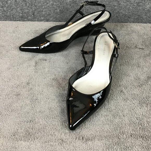 Ann Taylor Kitten Heel Look Pointed Toe Wedge Pointed Toe Sz 6N Patent Leather - Picture 6 of 11